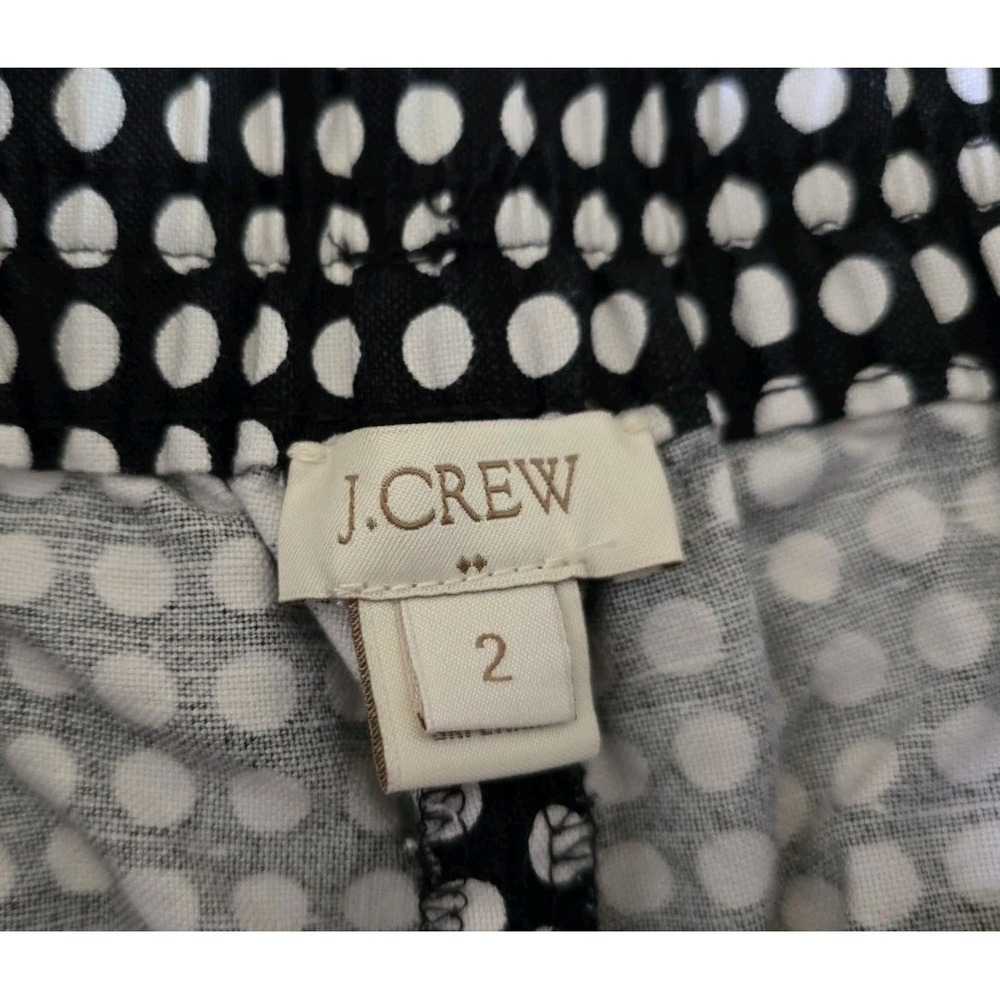 J Crew Womens Black White Polka Dots Shorts Size 2 Linen Blend Elastic Pull On - Picture 4 of 6